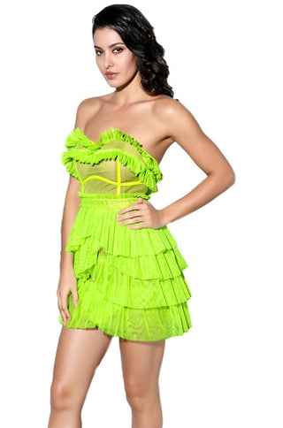 Fluorescent Green Ruffle Dress