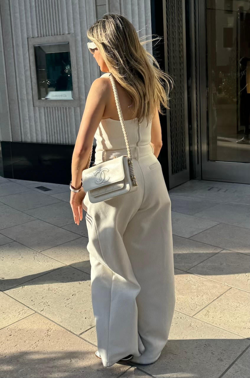 corset dress pants Elegant Satin Flare Leg Pants and Corset Set Simona 18 US (50 EU) / Light ivory