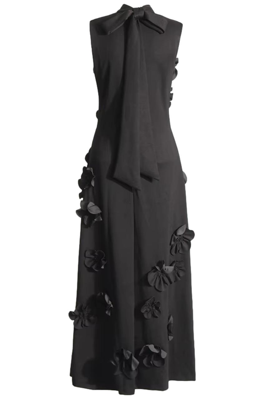 Giana Floral Applique Maxi Dress Black / L Giana Floral Applique Maxi Dress Black / L