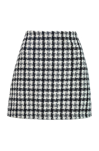 classic woolen a-line high waist plaid mini skirt