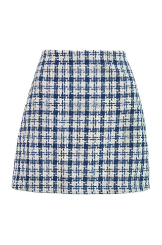 classic woolen a-line high waist plaid mini skirt