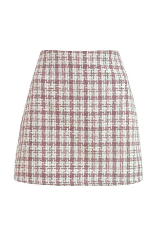 classic woolen a-line high waist plaid mini skirt