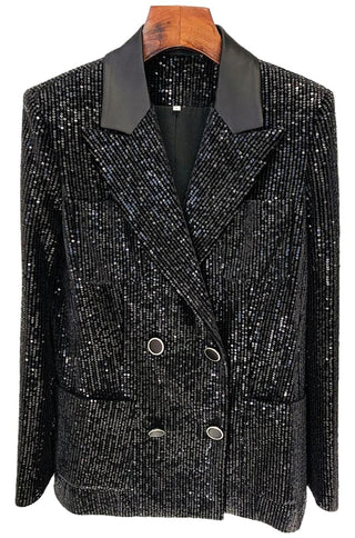 Holly Black Sequin Satin Blazer