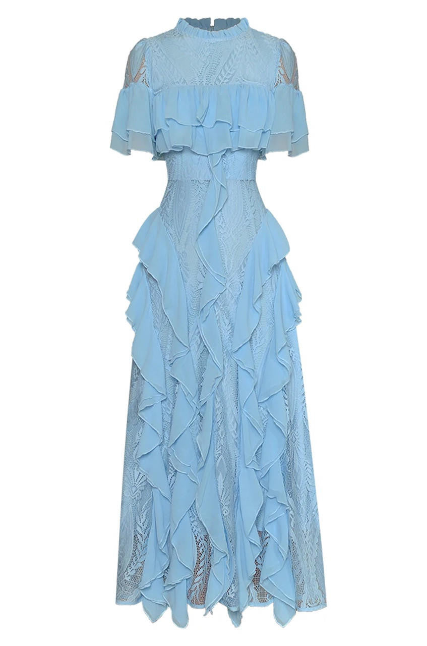 Isabella Lace Ruffle Dress Light Blue / L/US 6 Isabella Lace Ruffle Dress Light Blue / L/US 6