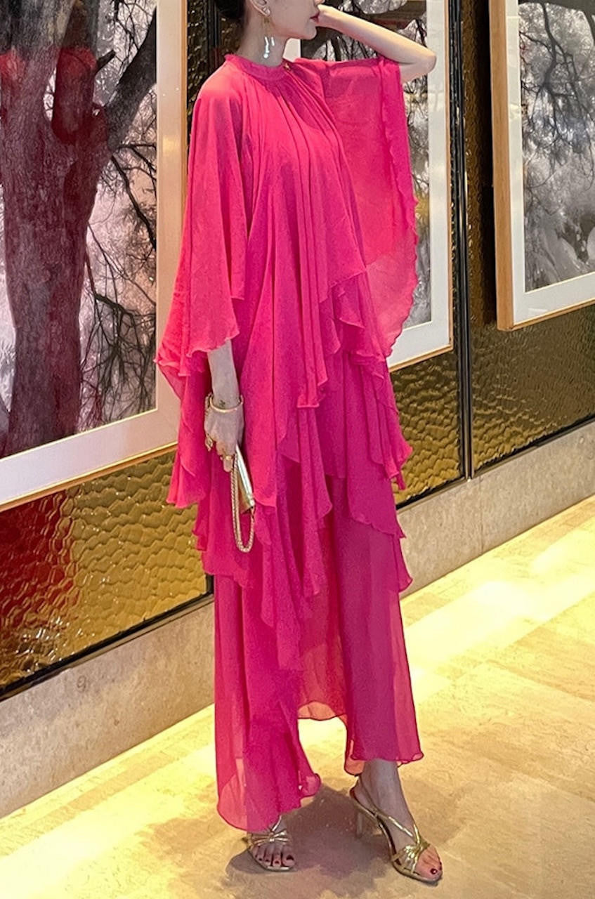 Kenia Chiffon Layered Maxi Dress Pink / XL / US 8 Kenia Chiffon Layered Maxi Dress Pink / XL / US 8