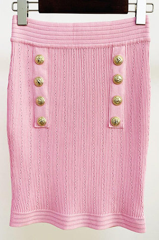 Knitted Cardigan Mini Skirt Set - Pink