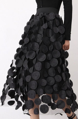 Laser Cut Circle Double Layered Organza Skirt