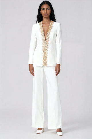 Layla Embellished White Pantsuit