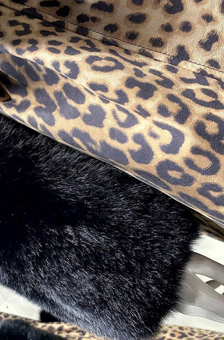 Leopard Print Genuine Leather Trench Coat