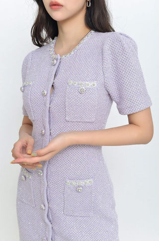 Lilac Sequin Knit Mini Dress