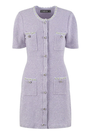 Lilac Sequin Knit Mini Dress