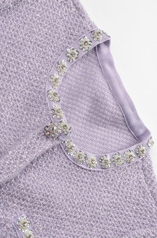 Lilac Sequin Knit Mini Dress