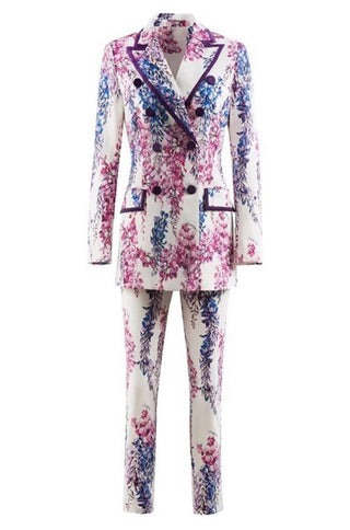 Lilac floral slim fit pantsuit