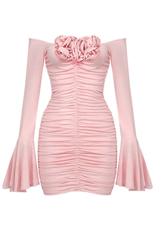 Lizette Rose-appliquéd Ruched Minidress