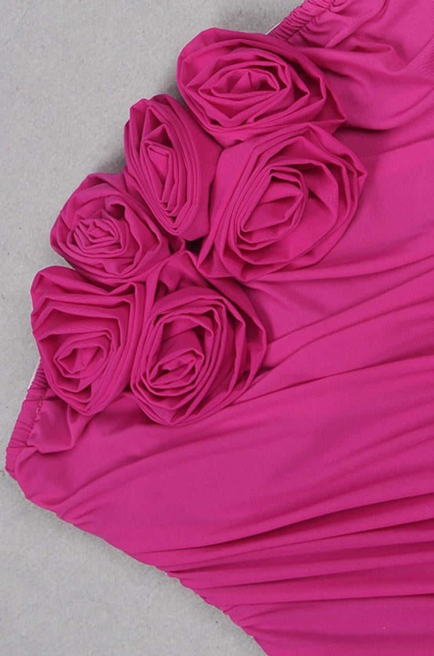 Maya Rose-embellished Draped Minidress Fuchsia / S Maya Rose-embellished Draped Minidress Fuchsia / S