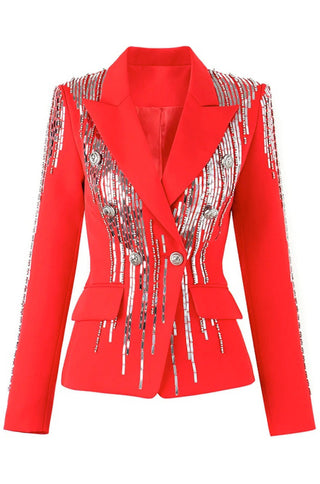 Metal Embellished Double Breasted Blazer