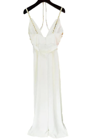 Nadia Gold Stone-Embroidered Jumpsuit