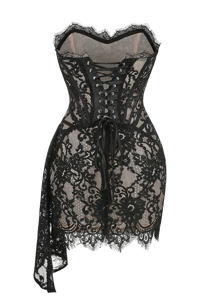 Naomi Lace Draped Mini Dress White / S Naomi Lace Draped Mini Dress White / S