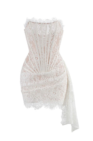 Naomi Lace Draped Mini Dress