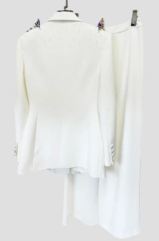 Nelya Butterfly-applique Embellished Blazer Pants Set