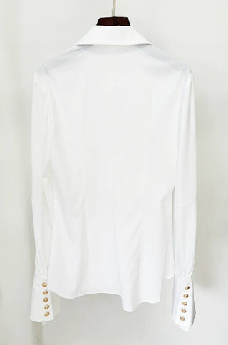 Nilo White Gold Button Flare Cuff Long Sleeve Shirt