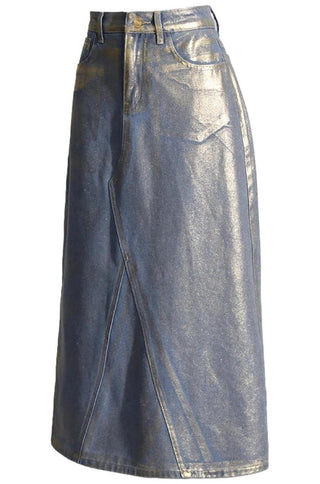 Nina Coated Denim Skirt