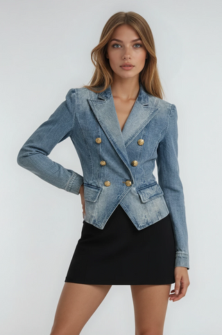 Nina Double Breasted Denim Blazer