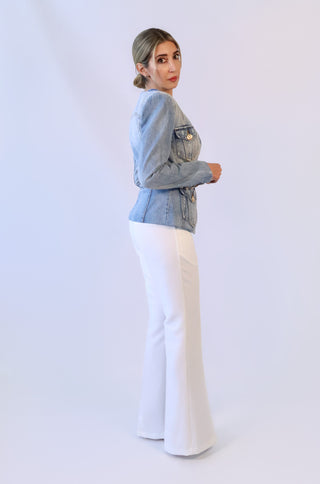 Nova Belted Denim Blazer
