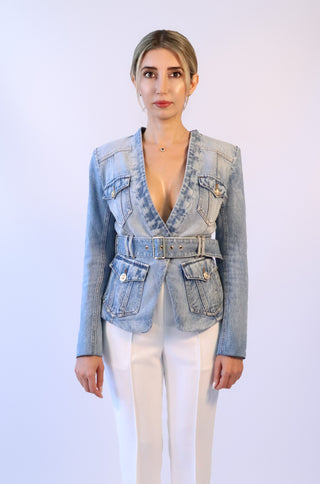 Nova Belted Denim Blazer