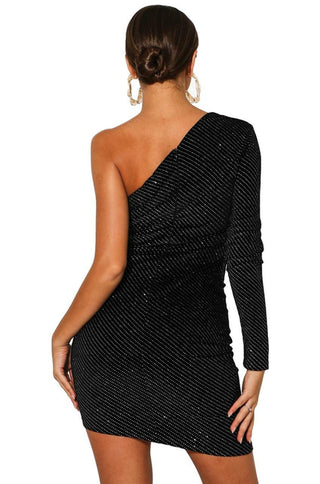 Black One Sleeve Bodycon Dress