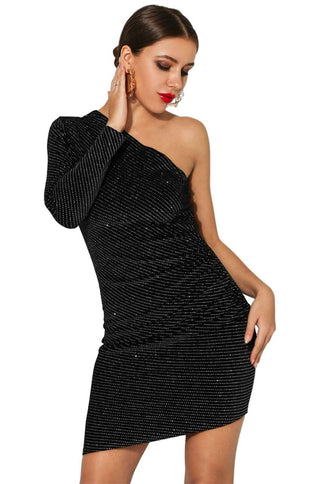 Black One Sleeve Bodycon Dress