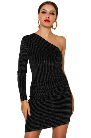 Black One Sleeve Bodycon Dress