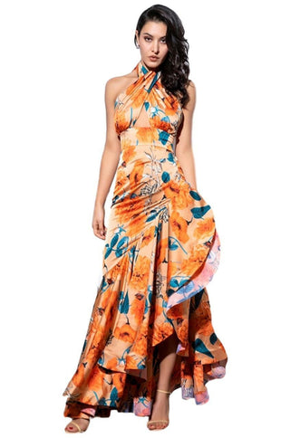 Orange Floral Maxi Dress