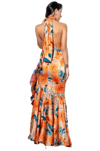 Orange Floral Maxi Dress