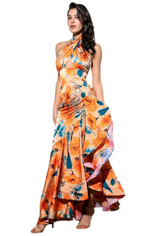 Orange Floral Maxi Dress