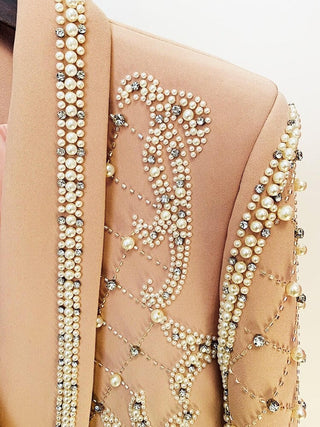 Pearl-Embellished Blazer Minidress