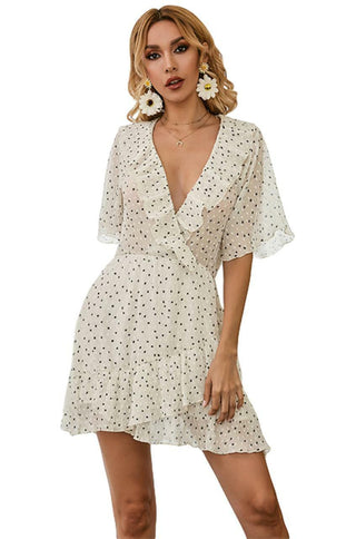 Polka-dot Wrap Mini Dress