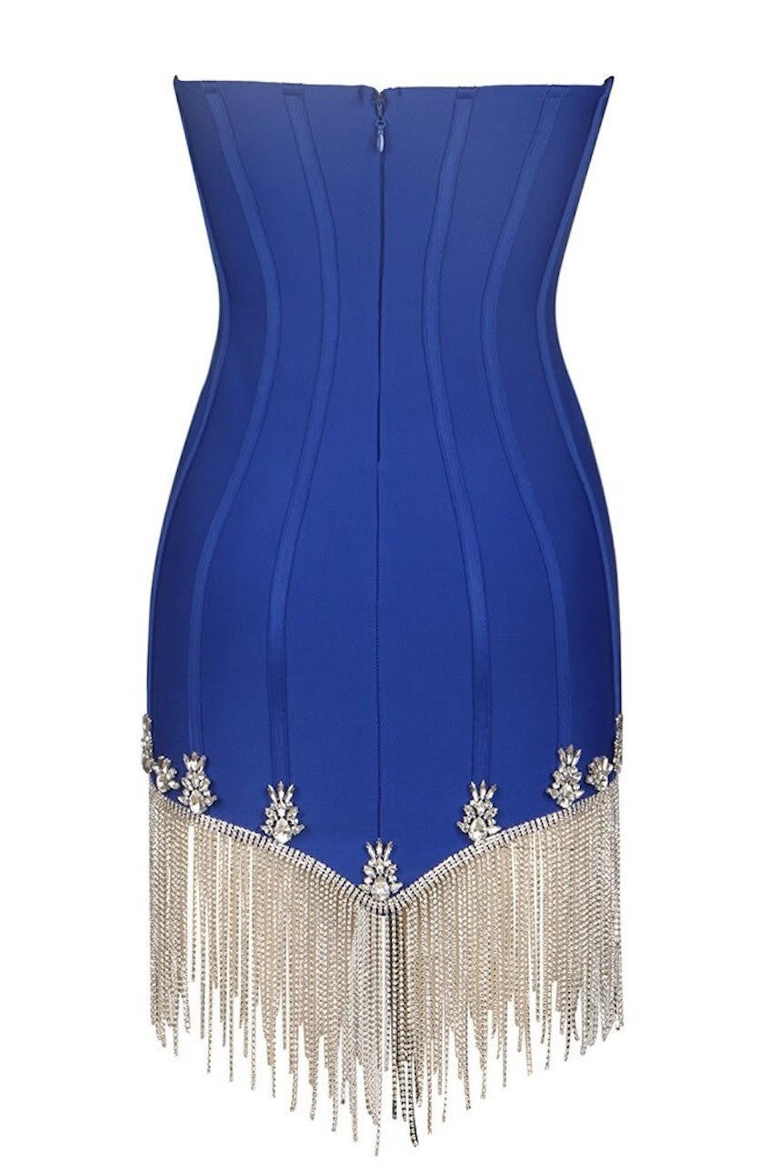 Portia Cowl Neck Beaded Hem Minidress  shopUNIQUES.com