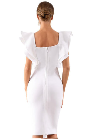 Ruffle Bandage Dress - White