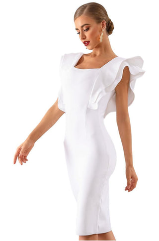 Ruffle Bandage Dress - White