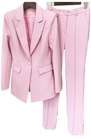 Pink Slim Fit Pantsuit