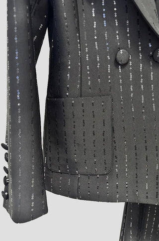 Noir Sequin Pinstripe Blazer Pantsuit