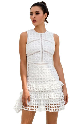 White Lace A Line Dress