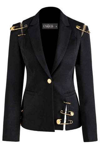 Simone Safety Pin Black Blazer