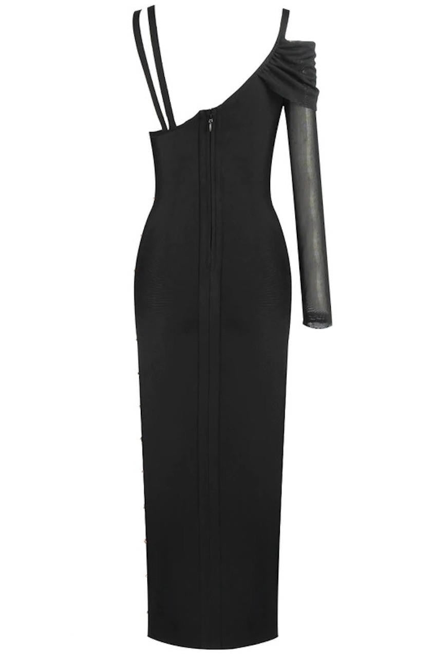Simone Safety Pin Mesh Bandage Maxi Dress Black / M Simone Safety Pin Mesh Bandage Maxi Dress Black / M