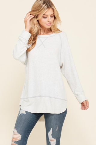 TIGER BRUSH GREY BOAT NECK SWEATER