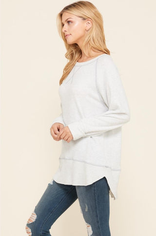 TIGER BRUSH GREY BOAT NECK SWEATER