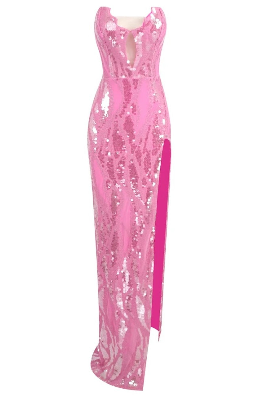 embellished maxi dress pink Crystal Embellished Bustier Maxi Dress Pink