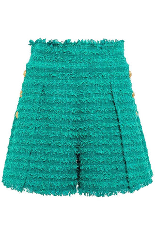 Teal Green Tweed Shorts