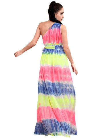 tie dye one shoulder maxi dress